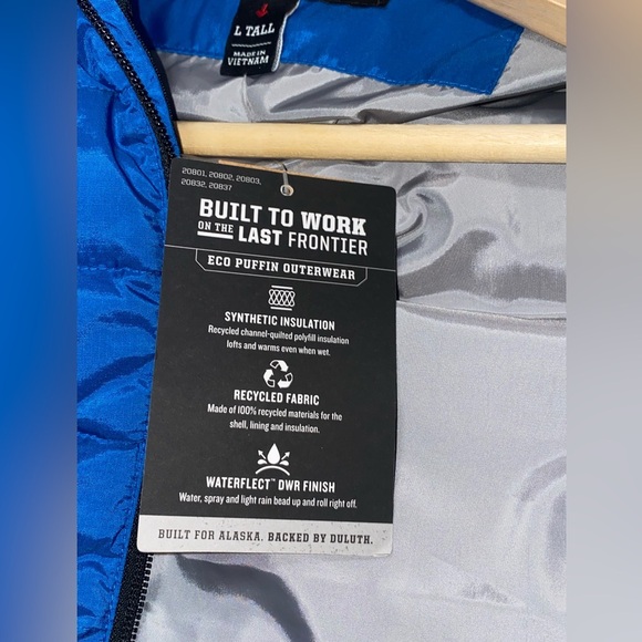 Duluth Men's Alaskan Hardgear Eco Puffin Mock Vest size Large Tall- NWT - Picture 9 of 9